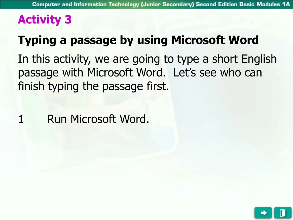 activity 3 typing a passage by using microsoft