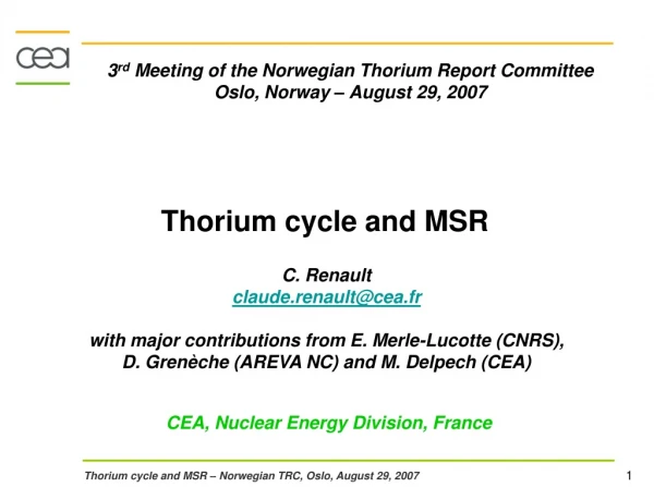 Thorium cycle and MSR