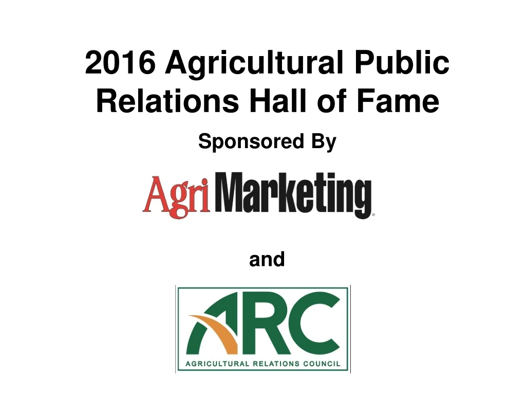 2016 agricultural public relations hall of fame