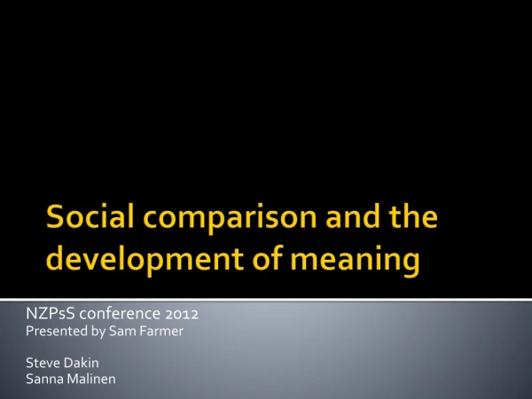 Social comparison and the development of meaning