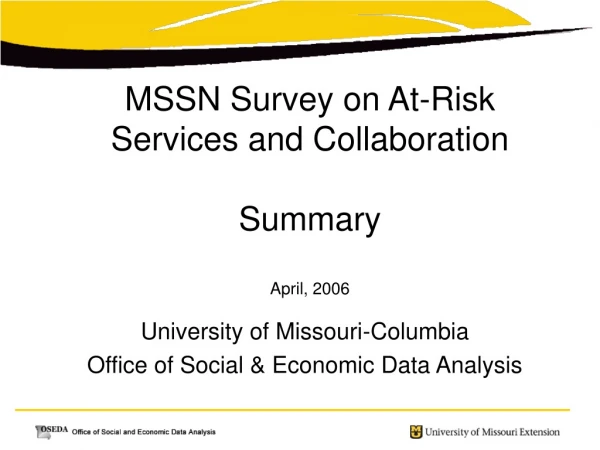 MSSN Survey on At-Risk Services and Collaboration Summary April, 2006