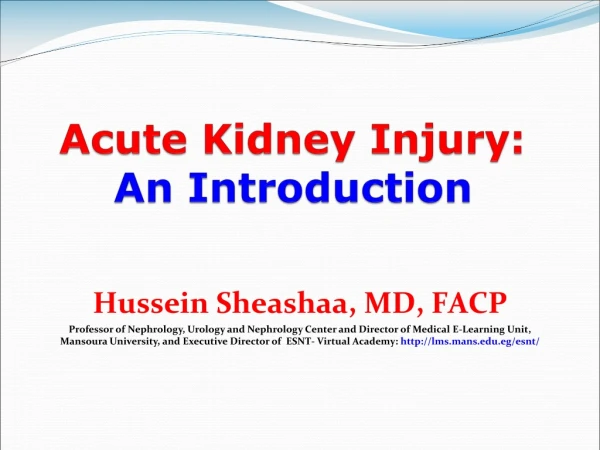 Acute Kidney Injury: An Introduction