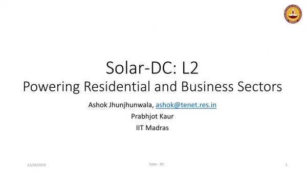 Solar-DC: L2 Powering Residential and Business Sectors