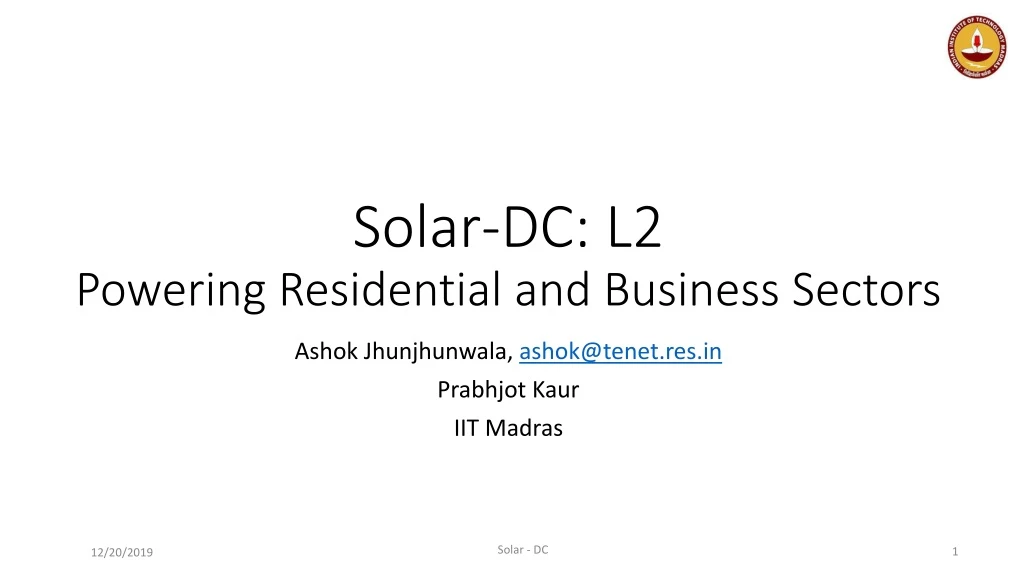 solar dc l2 powering residential and business sectors