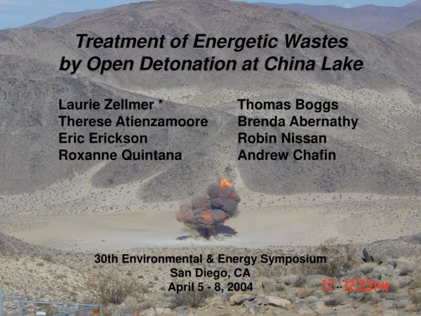 Treatment of Energetic Wastes  by Open Detonation at China Lake