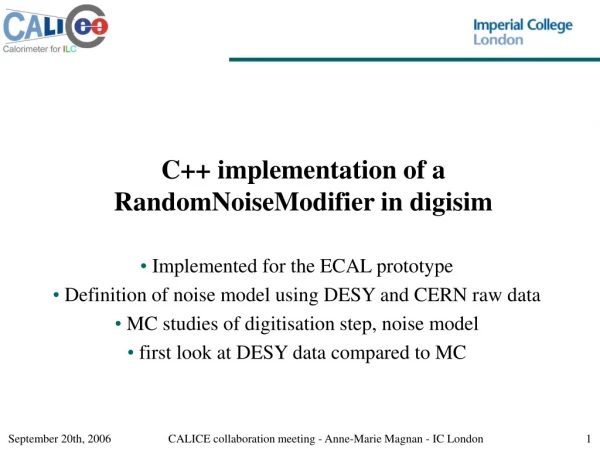 C++ implementation of a RandomNoiseModifier in digisim