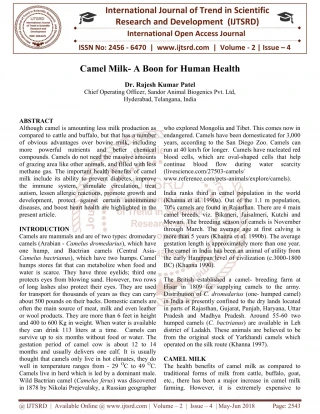 Camel Milk A Boon for Human Health - slide 1