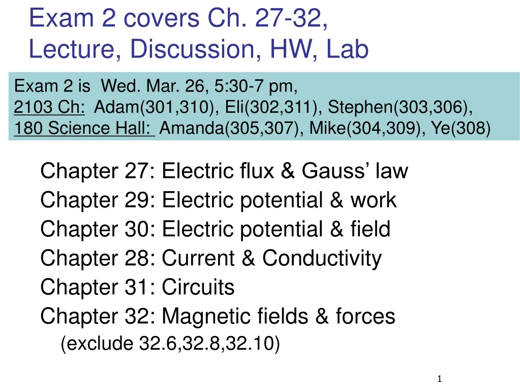 exam 2 covers ch 27 32 lecture discussion hw lab