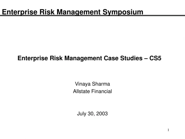 Enterprise Risk Management Case Studies – CS5