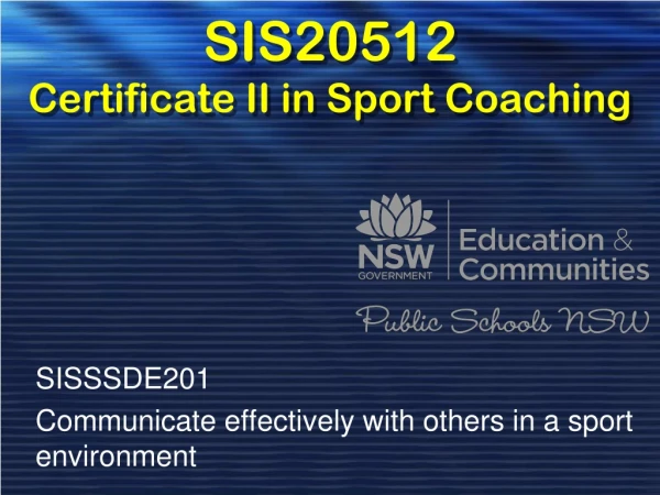 SIS20512 Certificate II in Sport Coaching