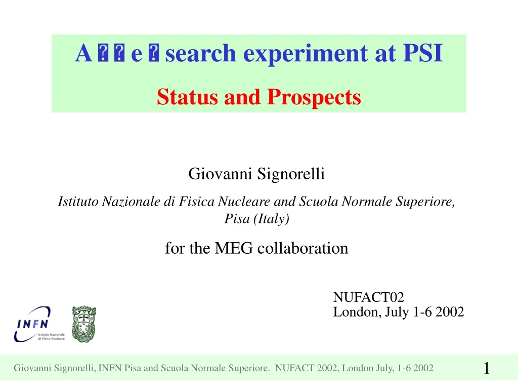 a e search experiment at psi status and prospects