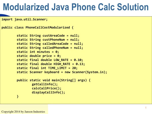 Modularized Java Phone Calc Solution