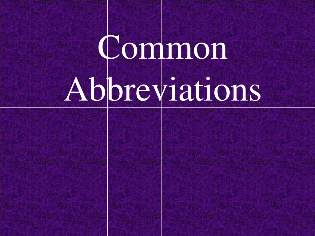 common abbreviations