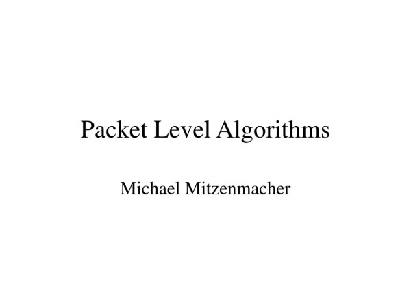 Packet Level Algorithms