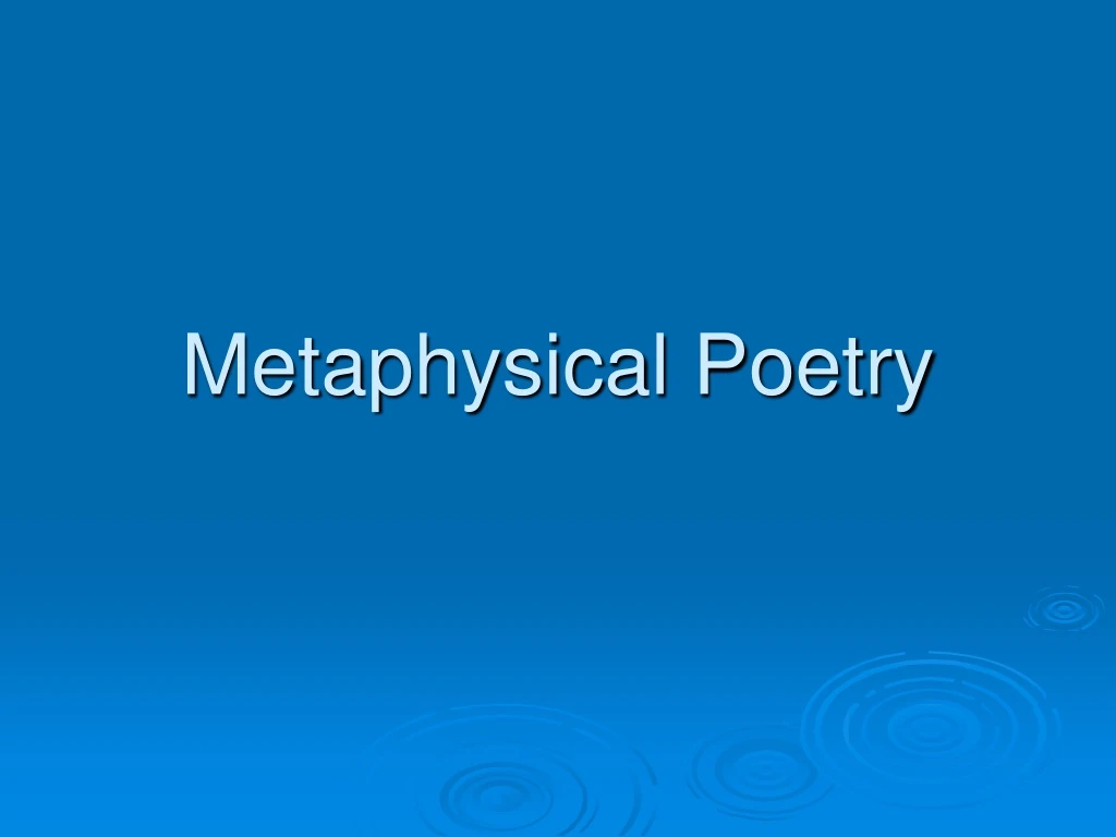 metaphysical poetry