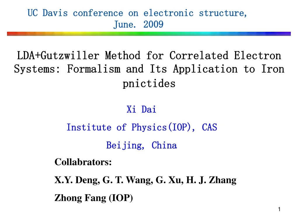 uc davis conference on electronic structure june