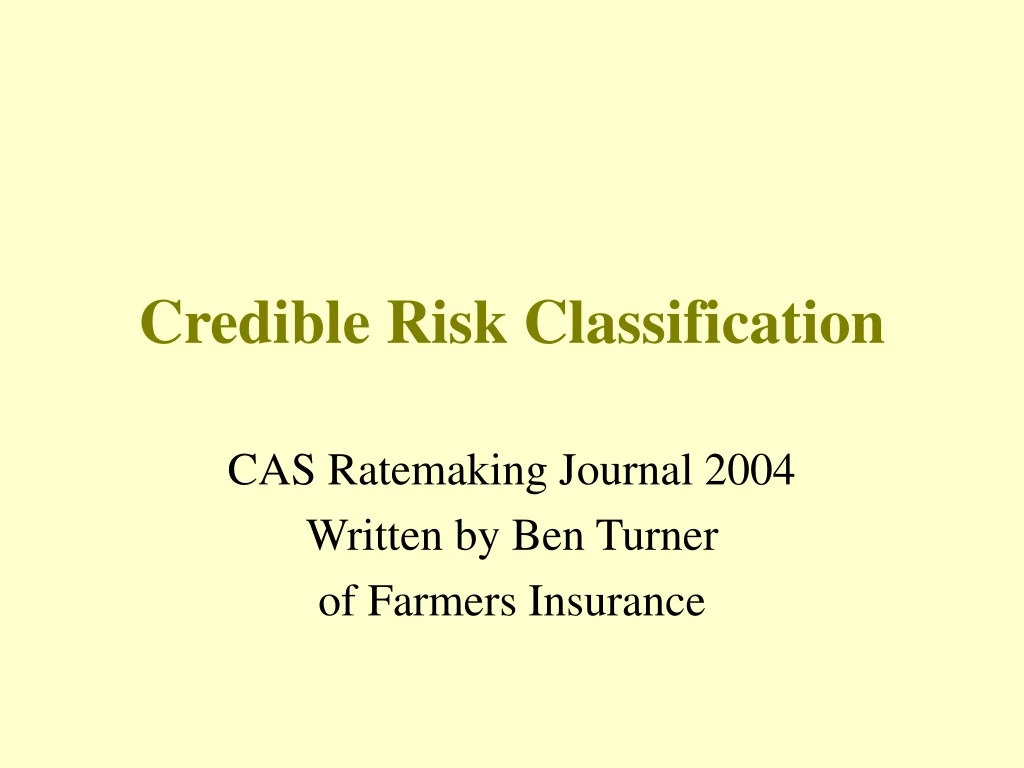 credible risk classification