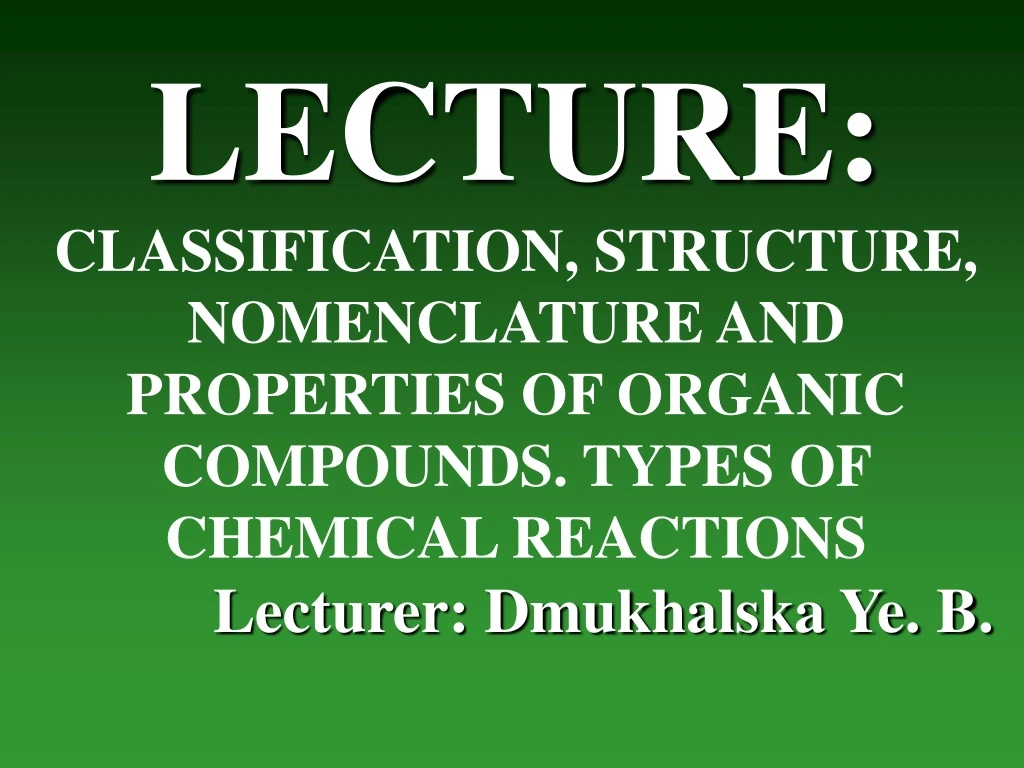 lecture classification structure nomenclature