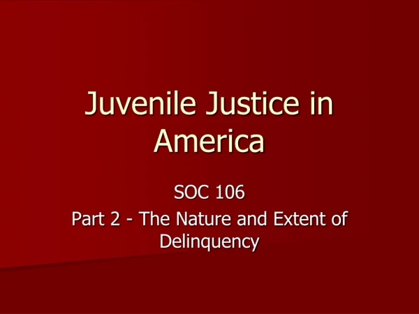 Juvenile Justice in America