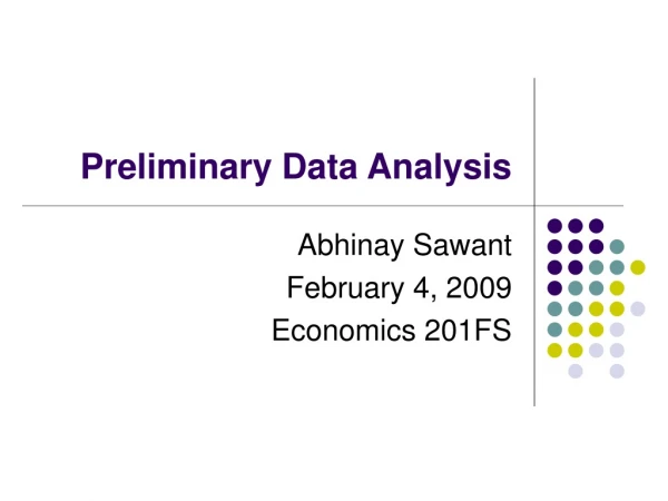 Preliminary Data Analysis