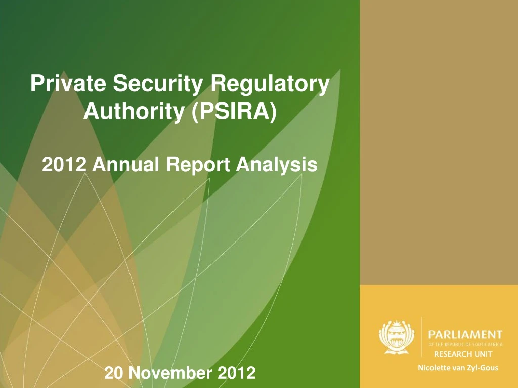 private security regulatory authority psira 2012