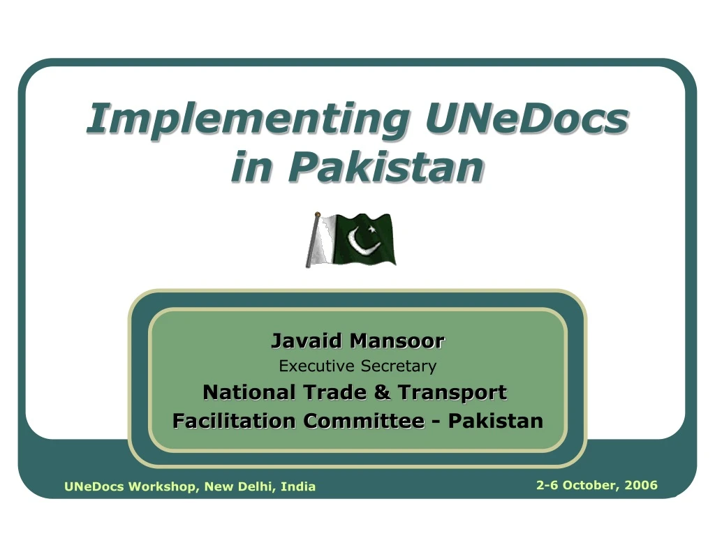 implementing unedocs in pakistan