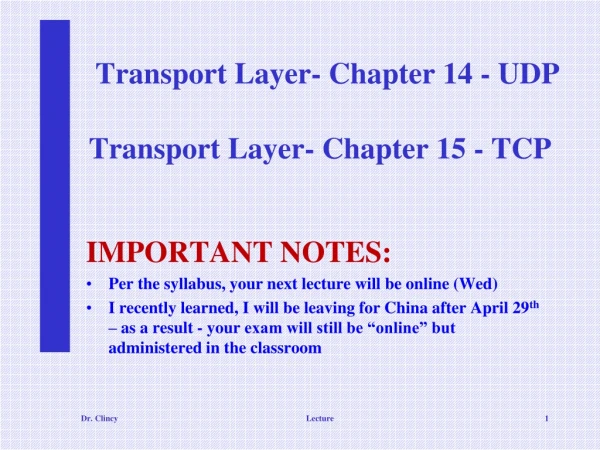 Transport Layer- Chapter 14 - UDP