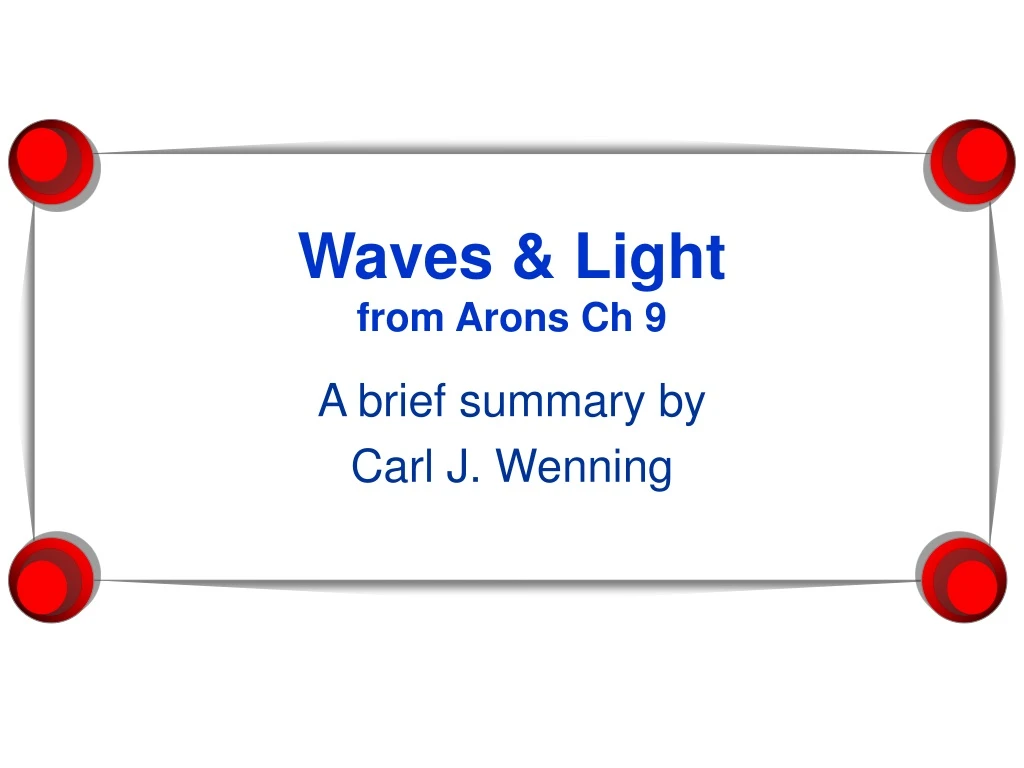 waves light from arons ch 9