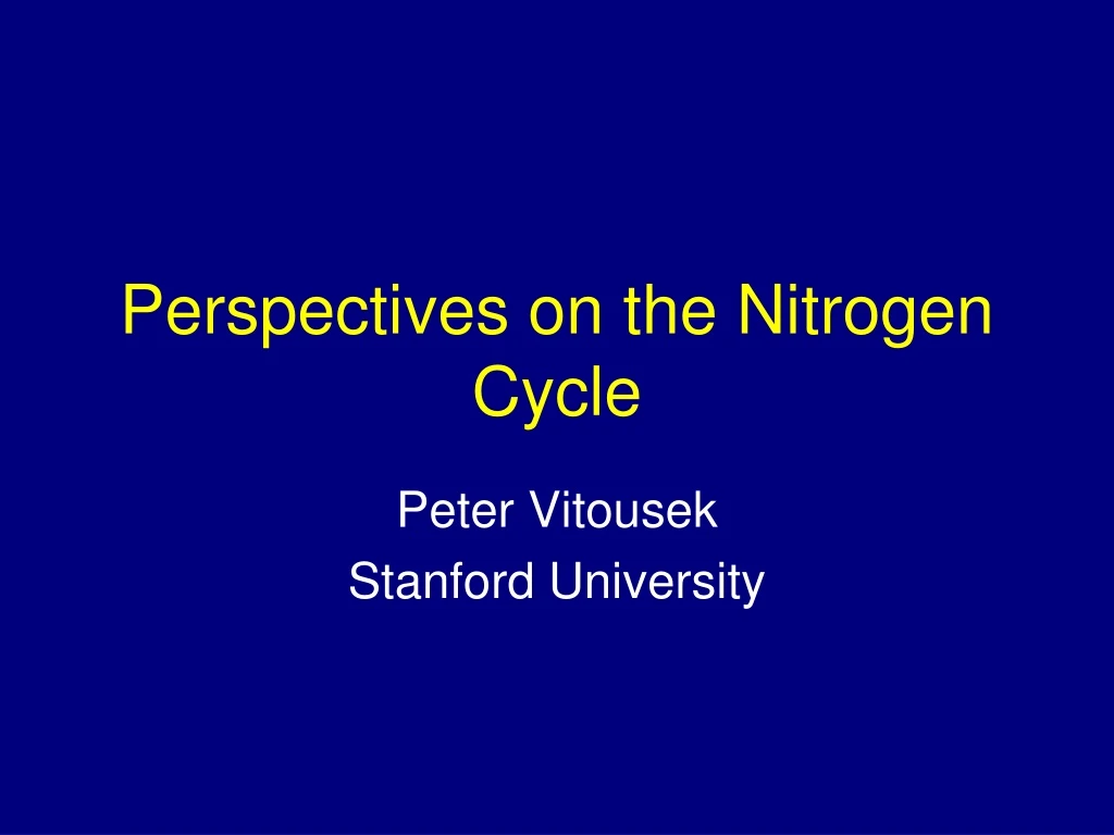 perspectives on the nitrogen cycle