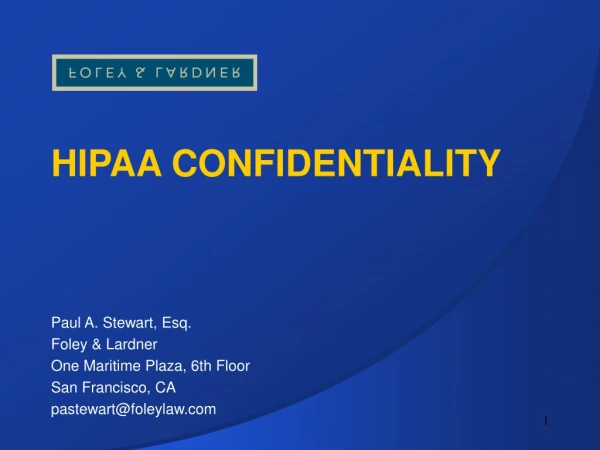 HIPAA CONFIDENTIALITY