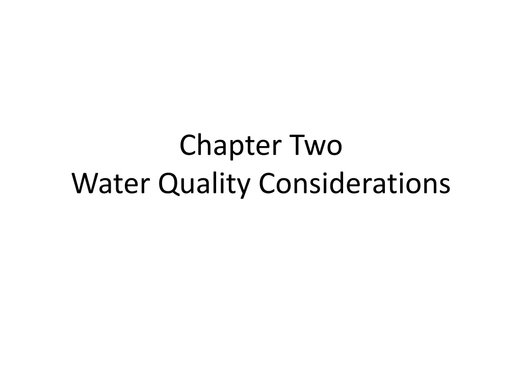 chapter two water quality considerations