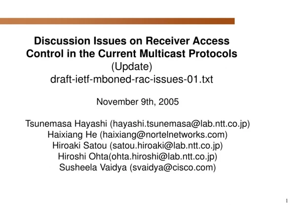 November 9th, 2005 Tsunemasa Hayashi (hayashi.tsunemasa@lab.ntt.co.jp)
