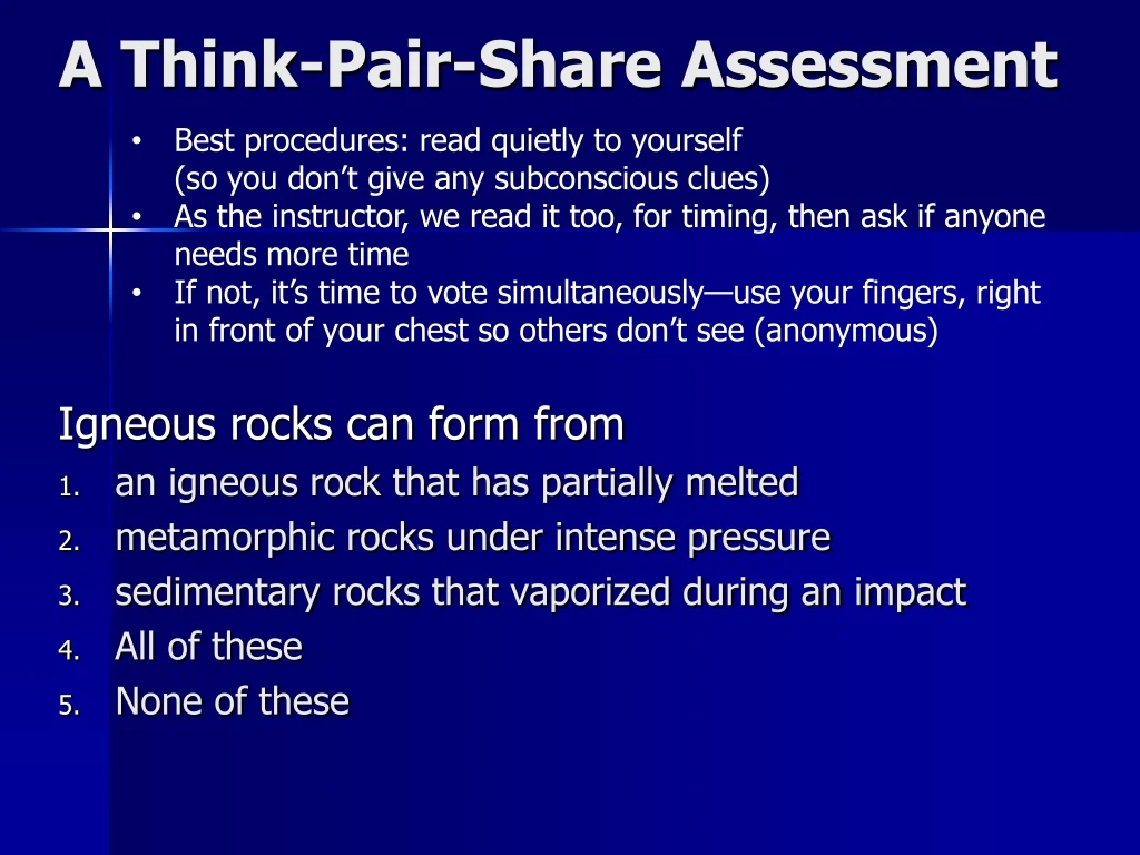 a think pair share assessment