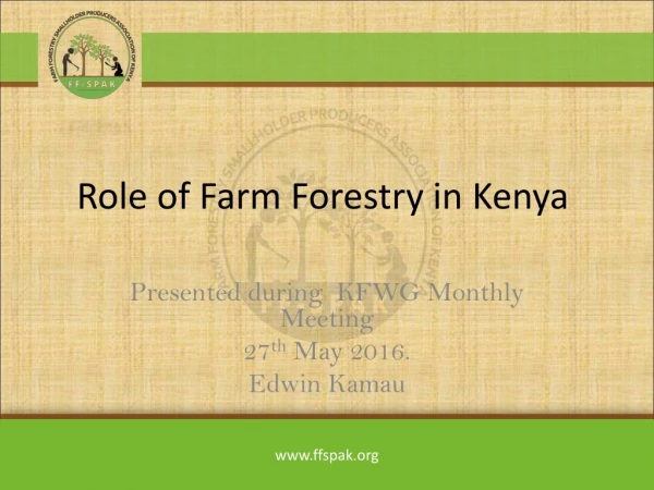 Role of Farm Forestry in Kenya