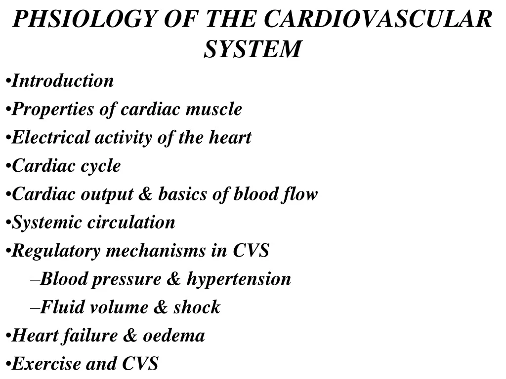 phsiology of the cardiovascular system