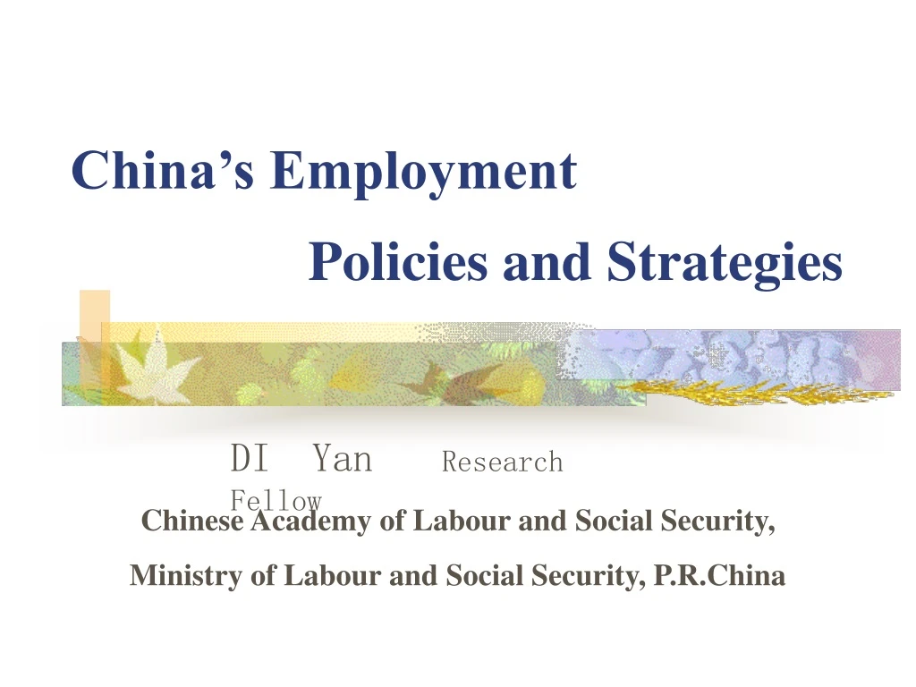 china s employment policies and strategies