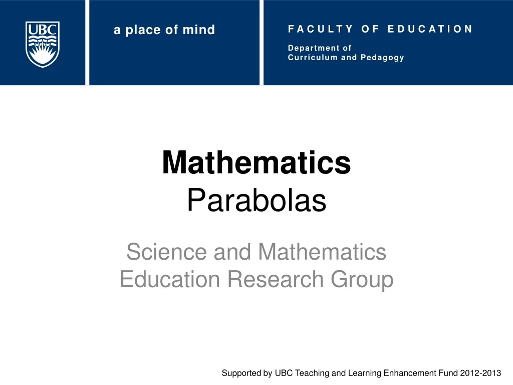 mathematics parabolas