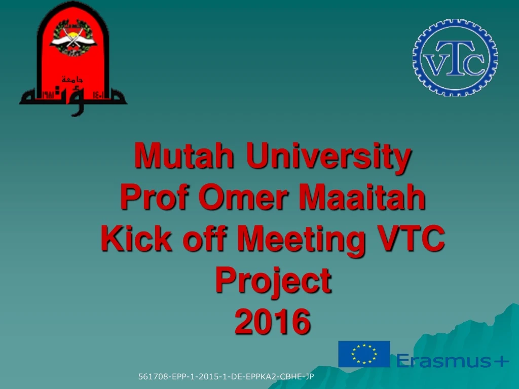 mutah university prof omer maaitah kick off meeting vtc project 2016