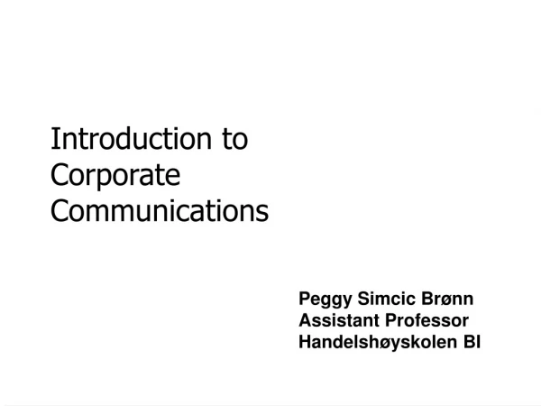 Introduction to Corporate Communications