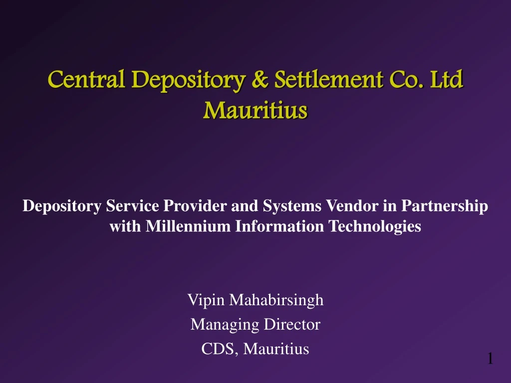 central depository settlement co ltd mauritius