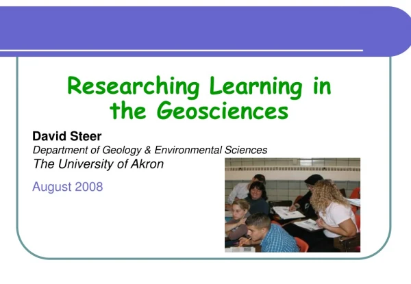 Researching Learning in the Geosciences