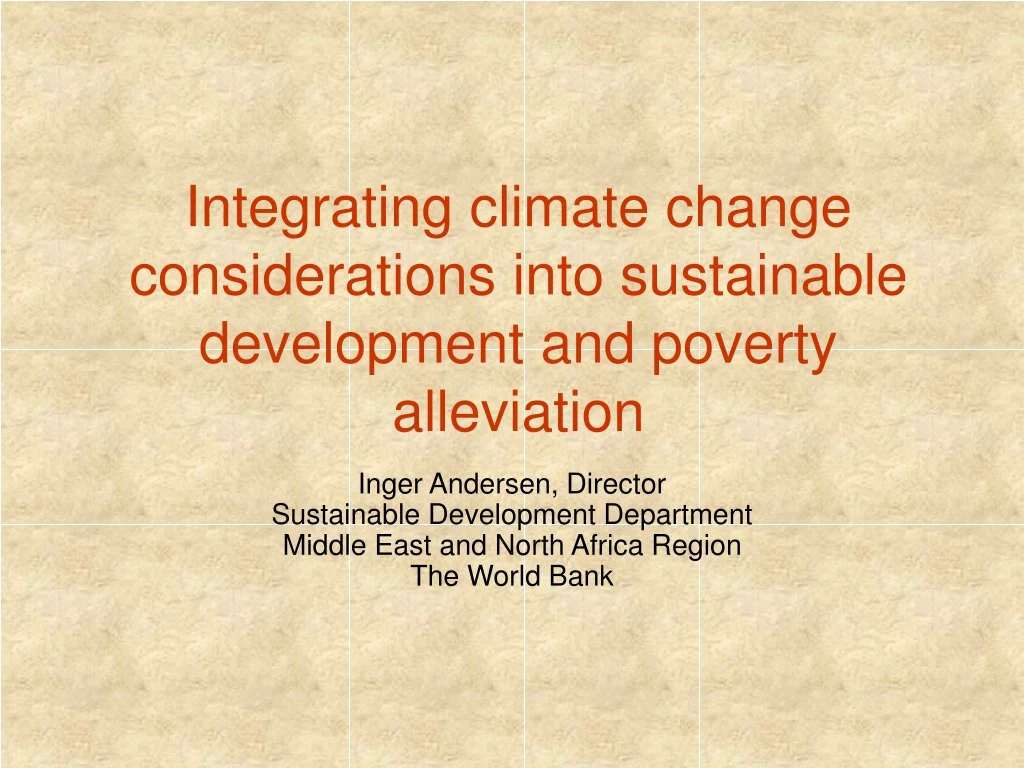 integrating climate change considerations into sustainable development and poverty alleviation