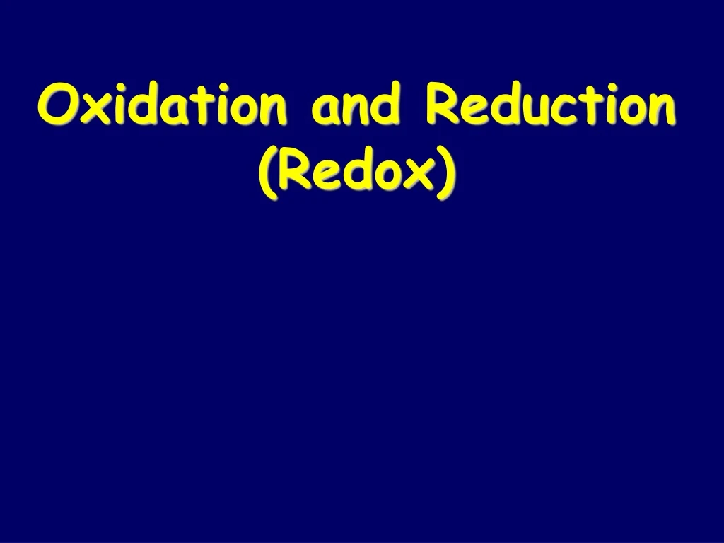 oxidation and reduction redox