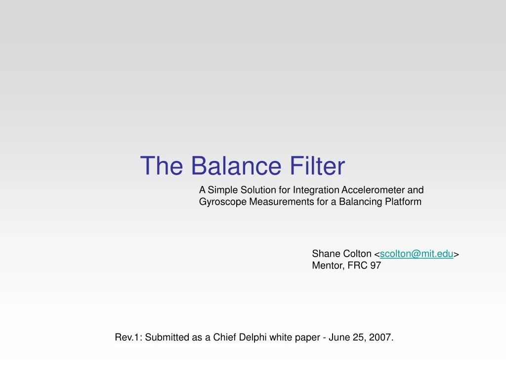 the balance filter