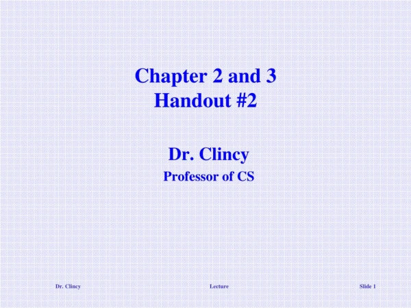 Chapter 2 and 3 Handout #2