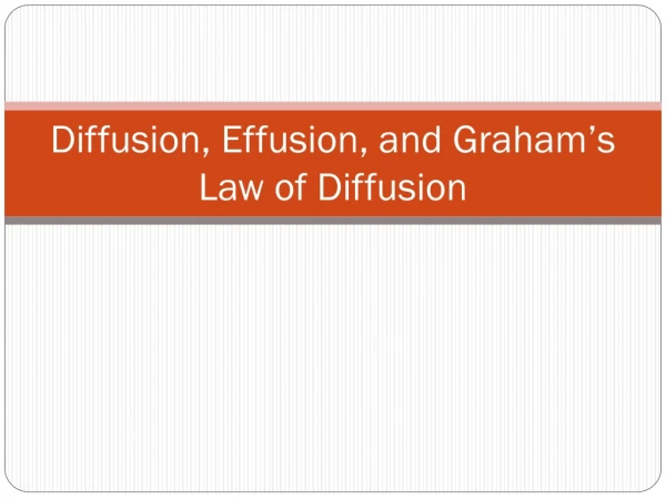 Diffusion, Effusion, and Graham’s Law of Diffusion