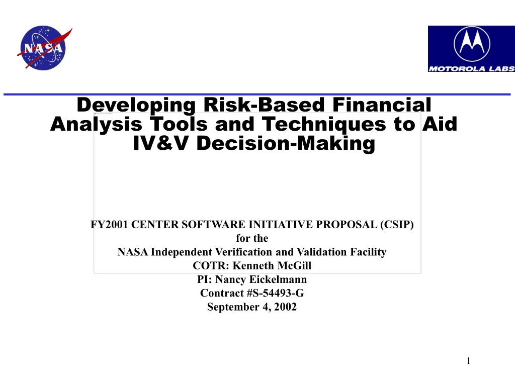 developing risk based financial analysis tools