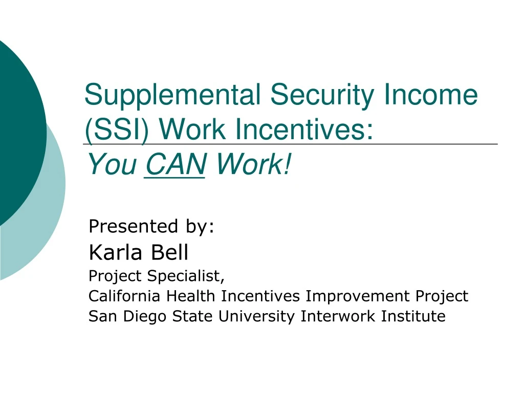 supplemental security income ssi work incentives you can work