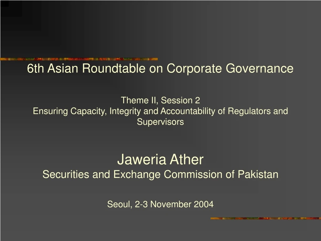 6th asian roundtable on corporate governance