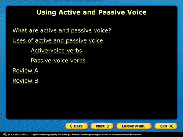 Using Active and Passive Voice